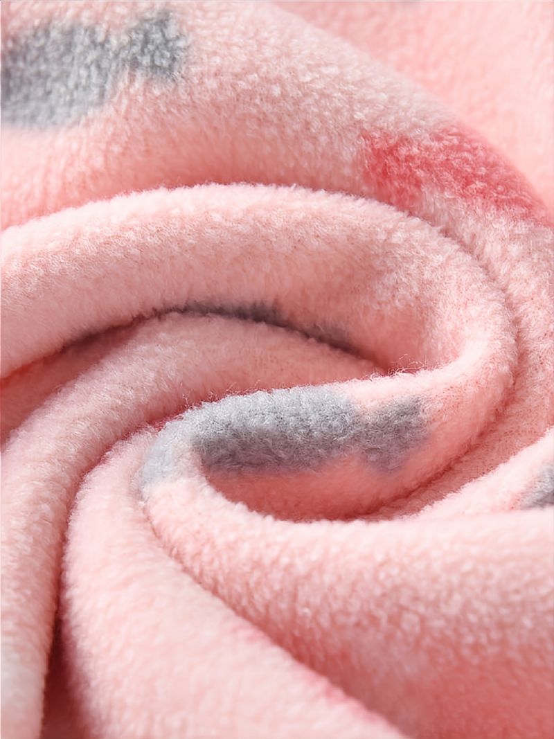 Tyttöjen Uusi Paksuuntunut Fleece-kaulustakki Karkkikuvioisella Ulkoasulla Talven Pinkkiin