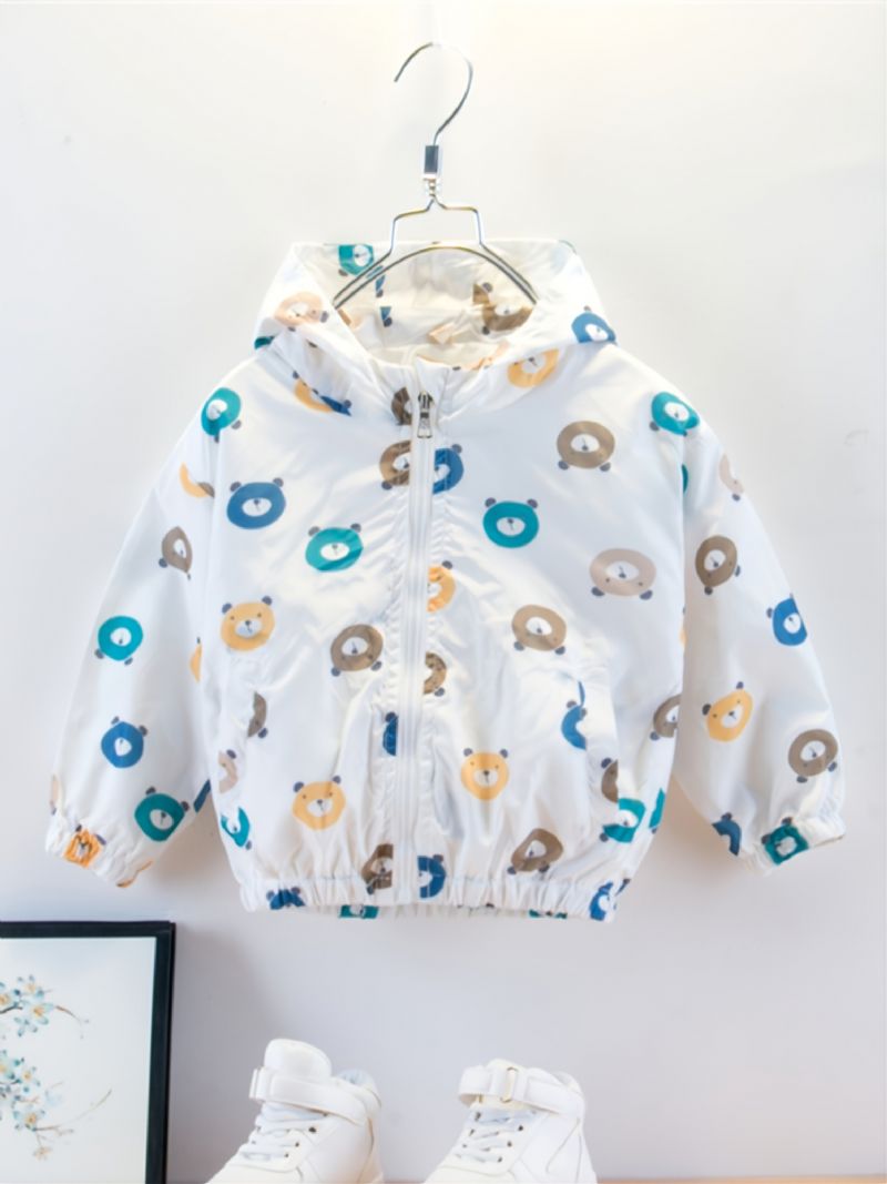 Uusi Poikien Bear Head Print Vetoketjullinen Takki