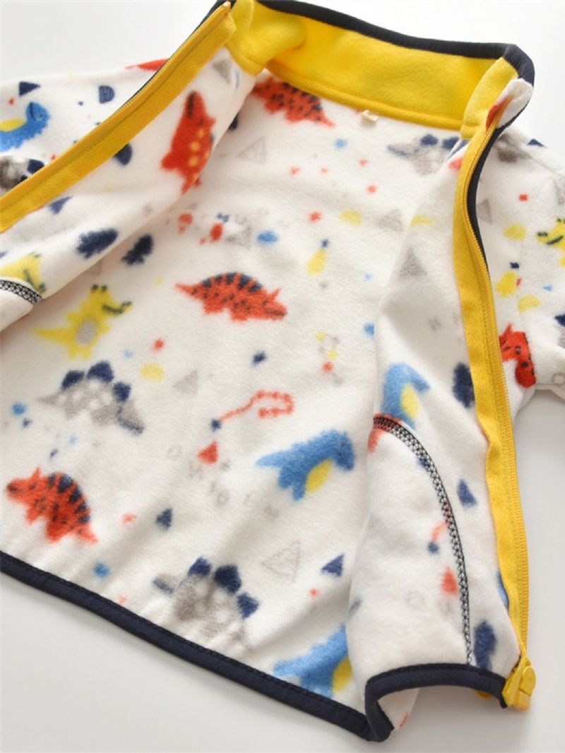 Uusi Poikien Cute Animal Printed Rento Lämmin Jalusta Kaulus Vetoketjullinen Takki