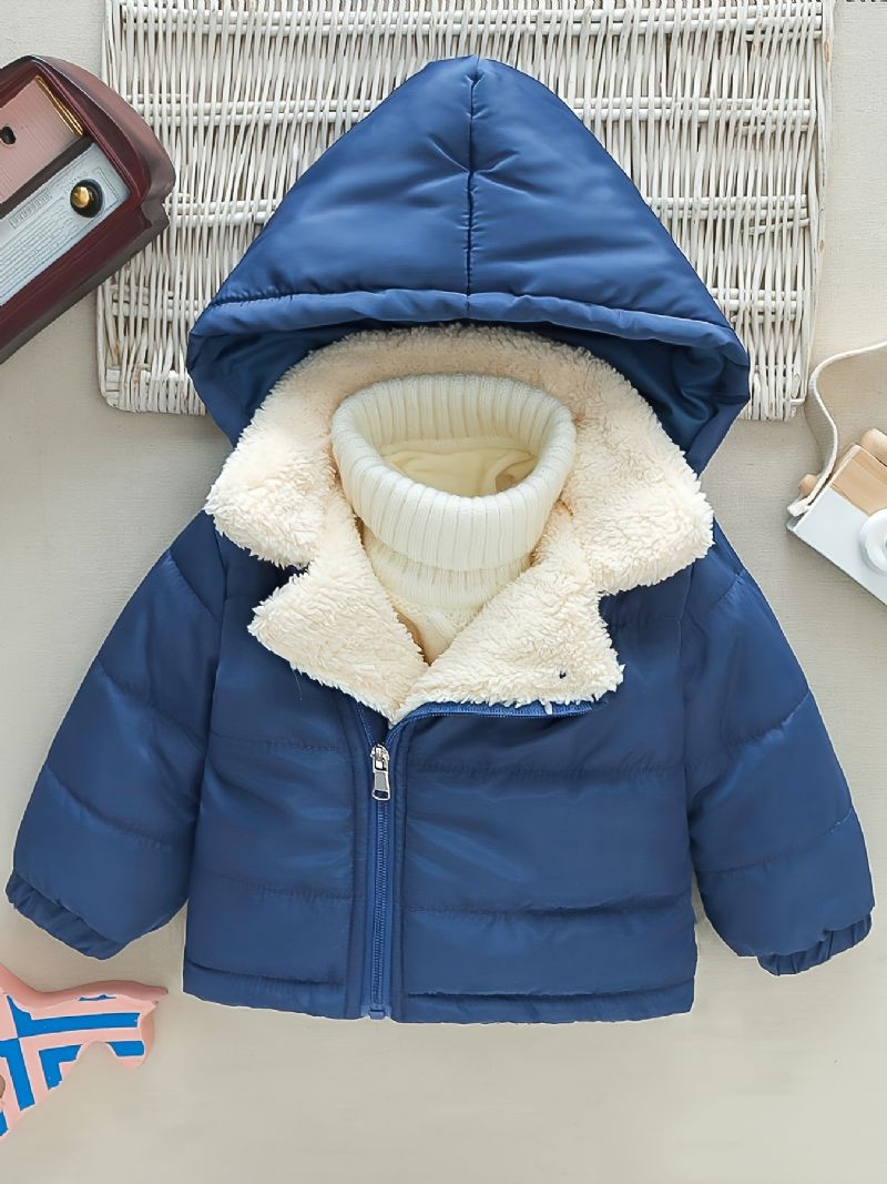 Vauvan Poikien Rento Fleece Lämpöhupullinen Takki Paksuuntuva Yksivärinen Vetoketjullinen Ulkovaatteet Talveksi