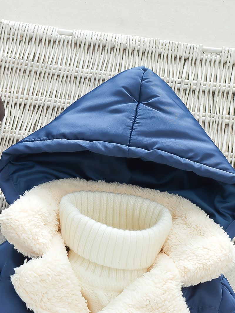 Vauvan Poikien Rento Fleece Lämpöhupullinen Takki Paksuuntuva Yksivärinen Vetoketjullinen Ulkovaatteet Talveksi