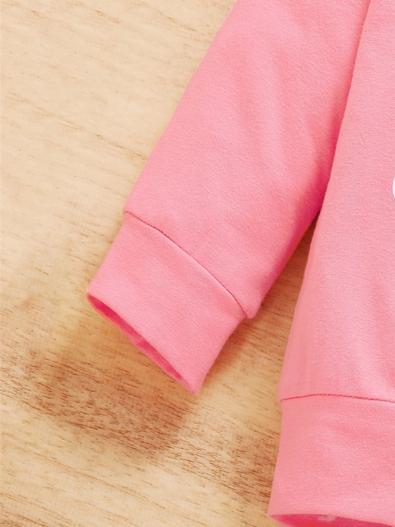 3 Kpl Tyttöjen Pink Letter Print Pitkähihainen Huppari Top Söpö Dinosaur Joustavat Vyötäröhousut Päänauha Setti Vaatteet