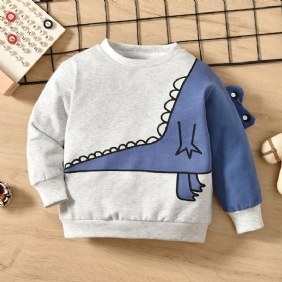 Autumn Winter Poikien Dinosaur Printed Crew Neck Rento Collegepaita