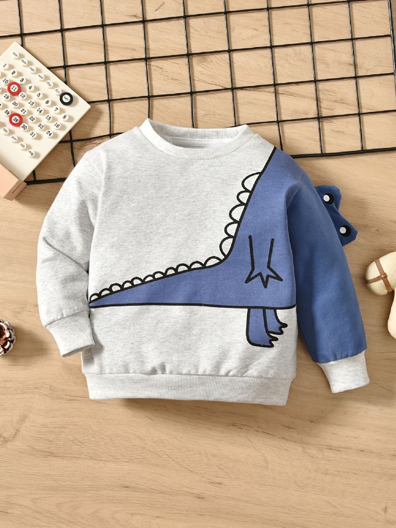 Autumn Winter Poikien Dinosaur Printed Crew Neck Rento Collegepaita