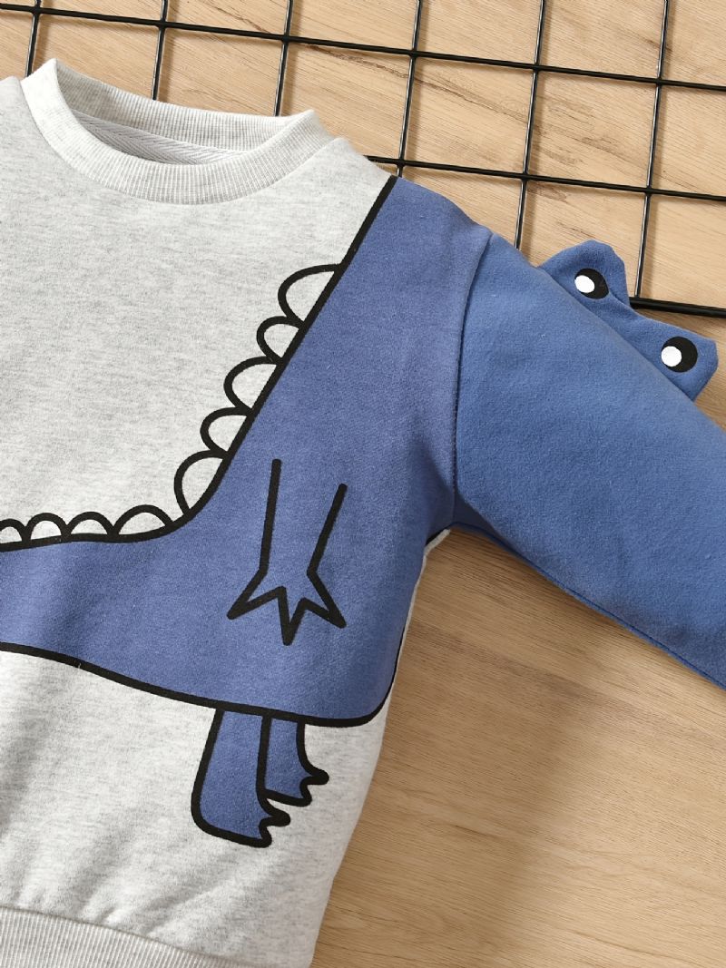 Autumn Winter Poikien Dinosaur Printed Crew Neck Rento Collegepaita