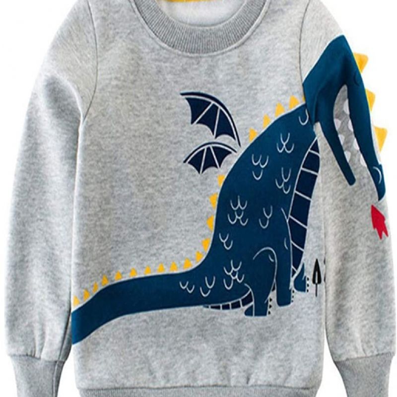 Poikien Dinosaur Print Pitkähihainen Crew Neck Collegepaita Lasten Vaatteet