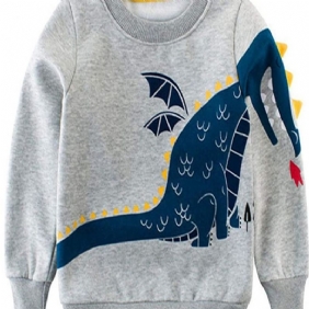 Poikien Dinosaur Print Pitkähihainen Crew Neck Collegepaita Lasten Vaatteet