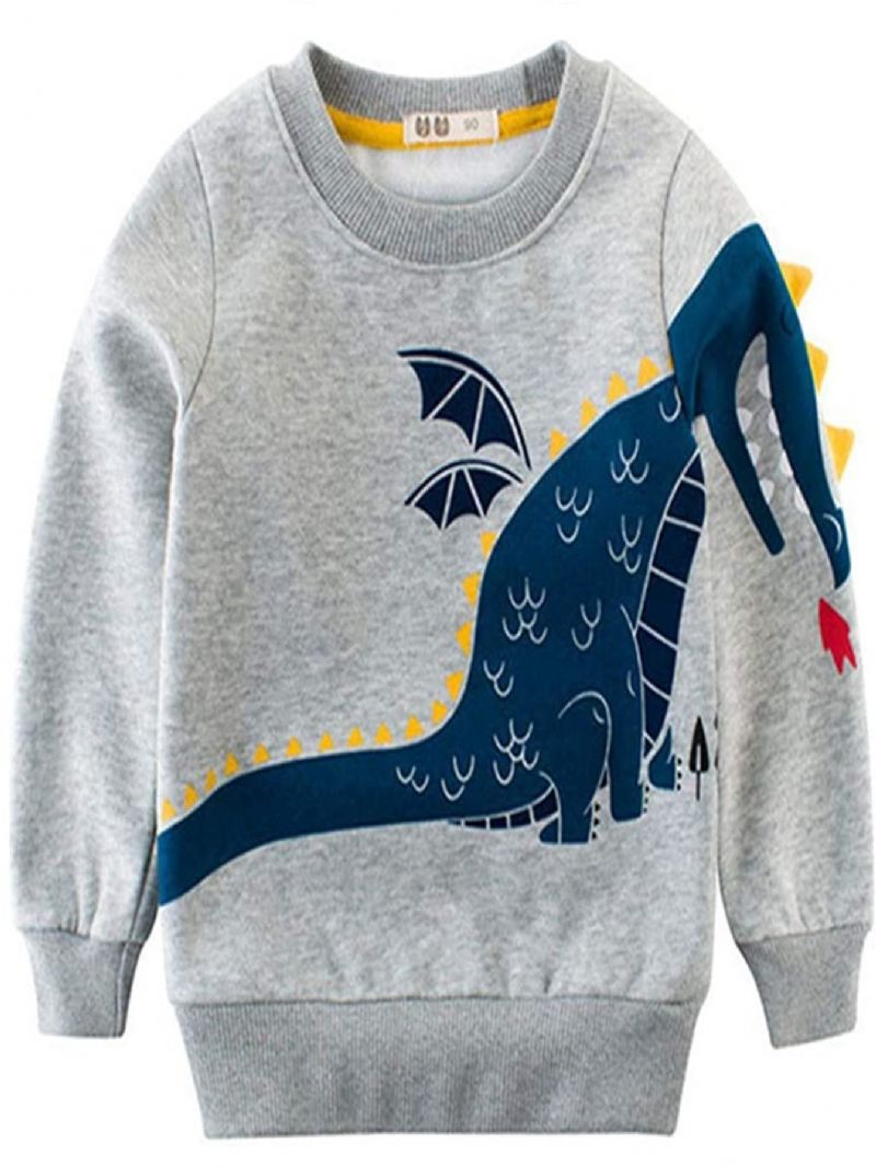 Poikien Dinosaur Print Pitkähihainen Crew Neck Collegepaita Lasten Vaatteet