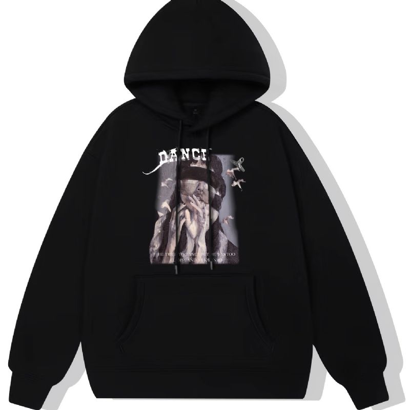 Dance Tyttöjen Print Huppari Fleece Pullover Kiristysnyöri Kangaroo Pocket Active Unisex-huppari