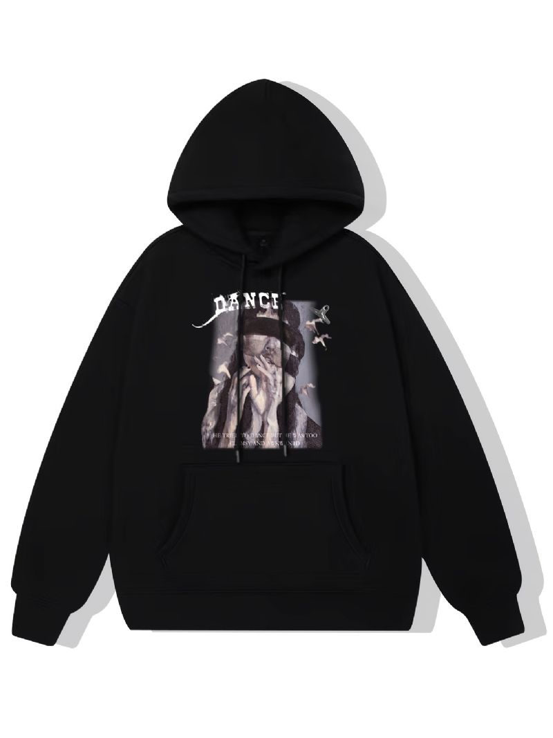 Dance Tyttöjen Print Huppari Fleece Pullover Kiristysnyöri Kangaroo Pocket Active Unisex-huppari