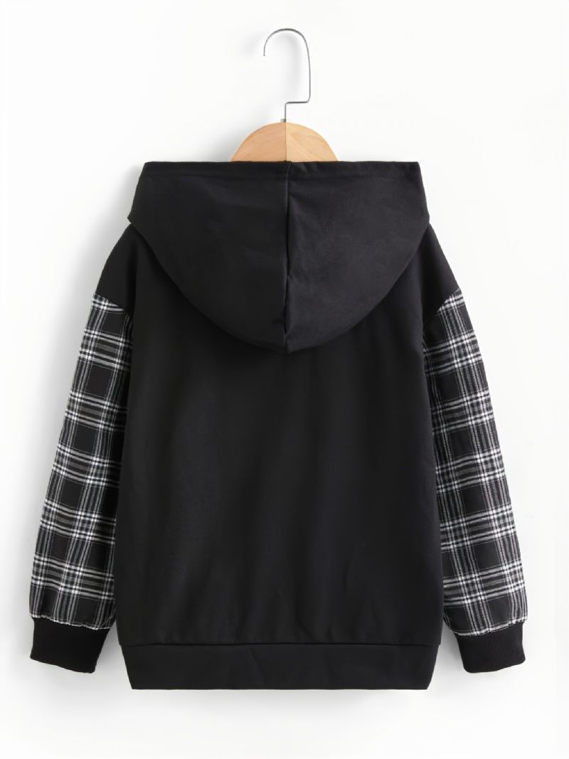 Joulun Tyttöjen Huppariprintti Plaid-ompeluhuppari Sweatshirt Syksy Talvi