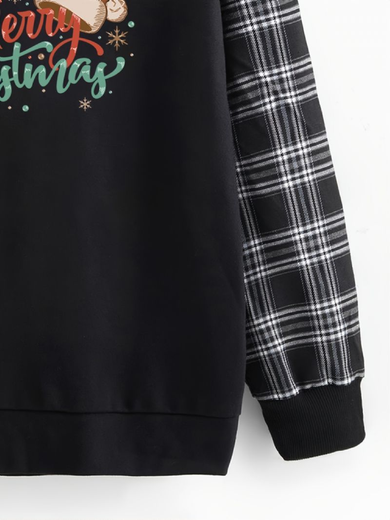 Joulun Tyttöjen Huppariprintti Plaid-ompeluhuppari Sweatshirt Syksy Talvi