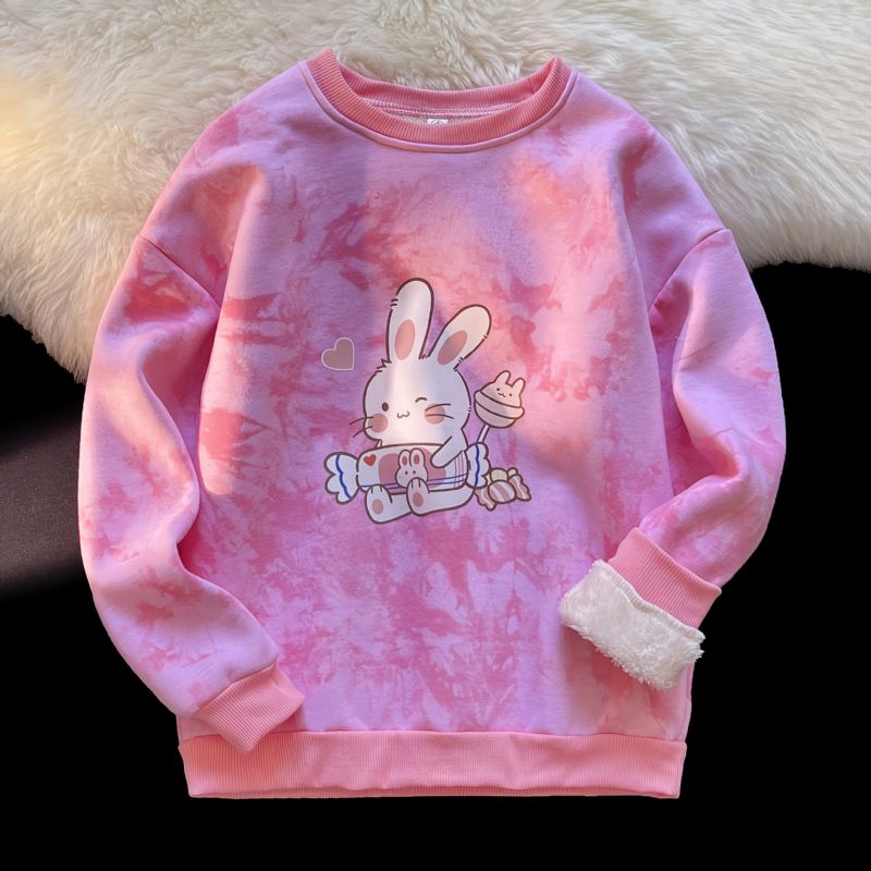 Lasten Söpöt Bunny Candy Pitkähihaiset Crew Neck Tie Väripaidat