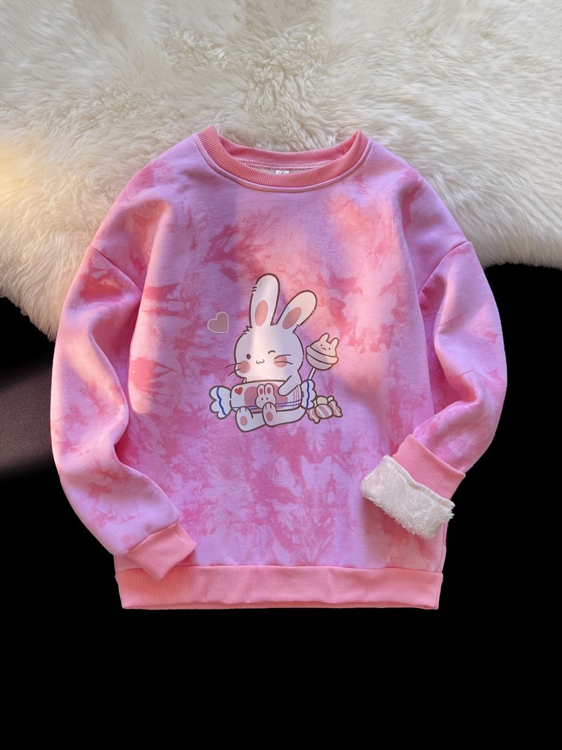 Lasten Söpöt Bunny Candy Pitkähihaiset Crew Neck Tie Väripaidat