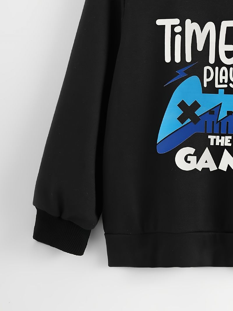 Poikien Aika Peliin Print Pullover Sweatpaita Rento Pyöreä Kaula Pitkähihaiset Lämpöpussit Talveksi