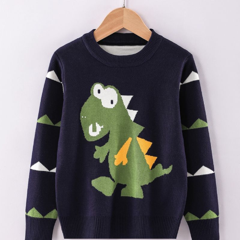 Poikien Crew Neck Pitkähihainen Neulepusero Dinosauruskuviolla