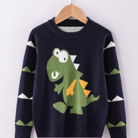 Poikien Crew Neck Pitkähihainen Neulepusero Dinosauruskuviolla