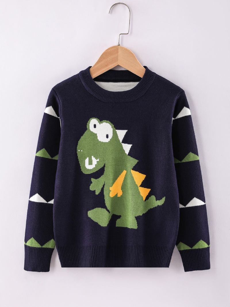 Poikien Crew Neck Pitkähihainen Neulepusero Dinosauruskuviolla