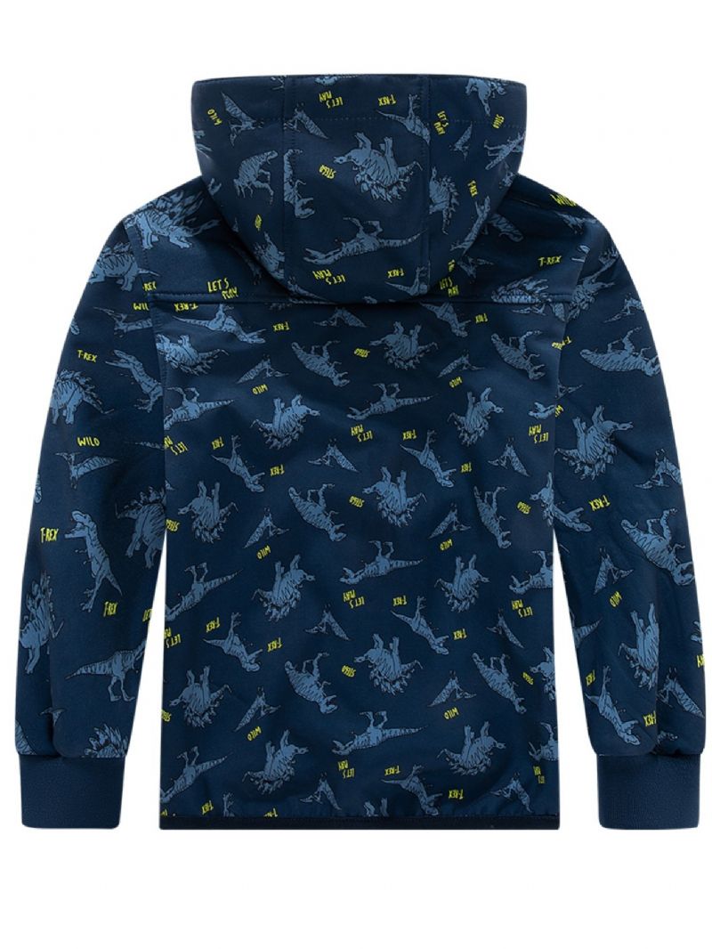 Poikien Dinosaur Print Hupullinen Lämpötuulitakki