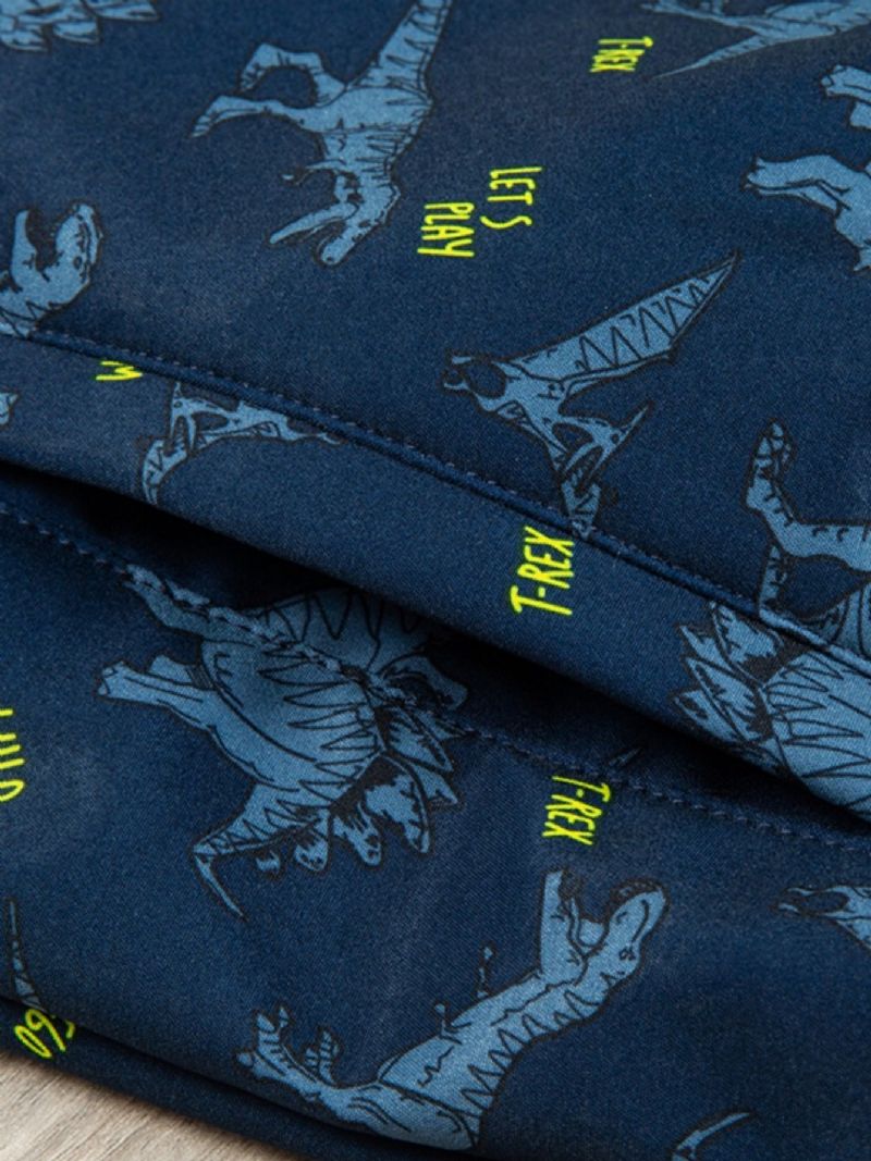 Poikien Dinosaur Print Hupullinen Lämpötuulitakki