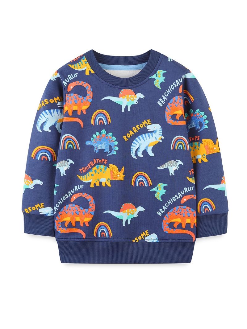 Poikien Dinosaur Print Neulepusero Pyöreäkauluksinen Pitkähihainen Collegepaita Lasten Vaatteet