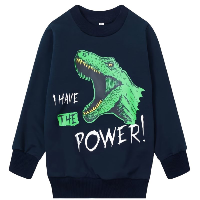 Poikien I Have The Power Dinosaur Pyöreäkauluksinen Pitkähihainen Collegepaita