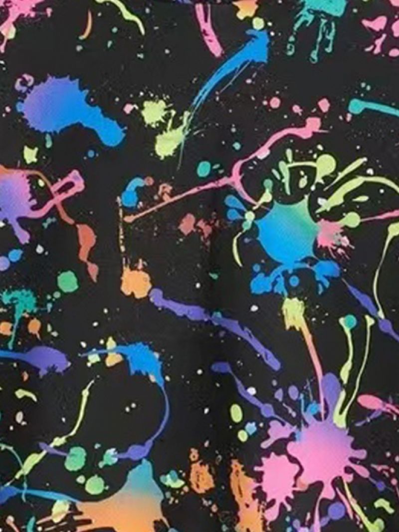 Poikien Ink Splatter Print Hupullinen Pitkähihainen Collegepaita