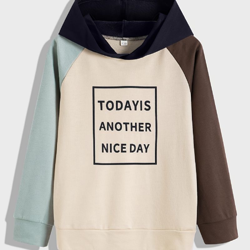 Poikien Letter Colorblock Huppari Sweatshirt Syksy Talvi