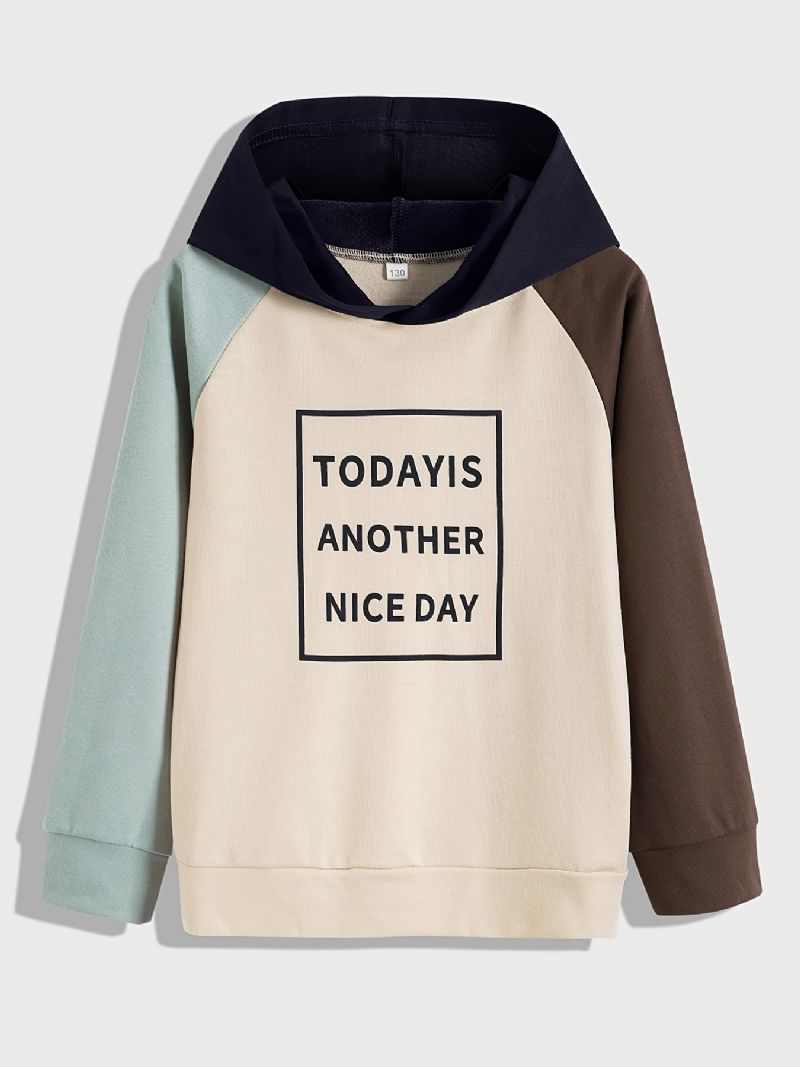 Poikien Letter Colorblock Huppari Sweatshirt Syksy Talvi