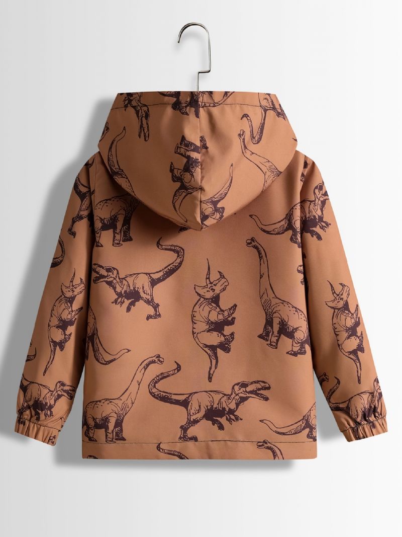 Poikien Takki Casual Sarjakuva Dinosaur Print Hupullinen Vetoketjutakki