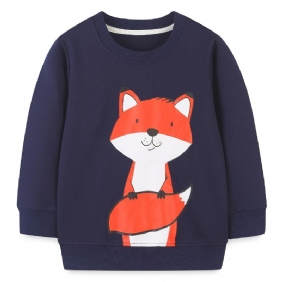 Poikien Vauvojen Villapaita Sarjakuva Fox Graphic Crew Neck Pitkähihainen Collegepaita Lasten Vaatteet