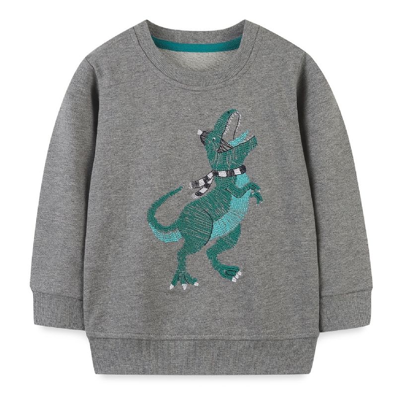 Poikien Villapaita Sarjakuva Dinosaur Graphic Crew Neck Pitkähihainen Collegepaita Lasten Vaatteet