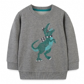 Poikien Villapaita Sarjakuva Dinosaur Graphic Crew Neck Pitkähihainen Collegepaita Lasten Vaatteet