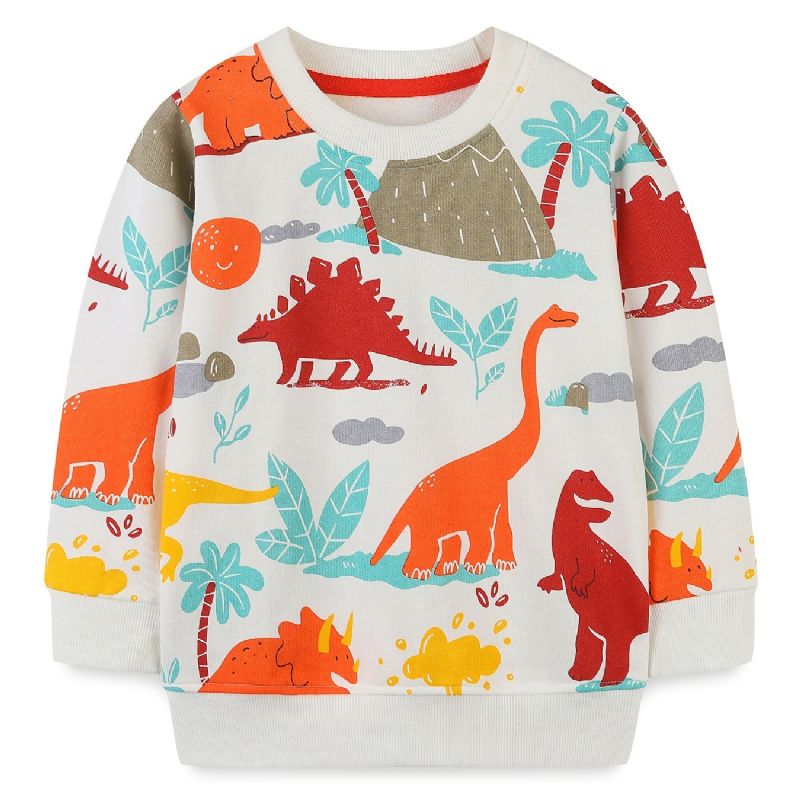 Poikien Villapaita Sarjakuva Dinosaur Graphic Crew Neck Pitkähihainen Collegepaita Lasten Vaatteet