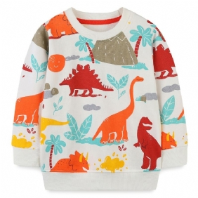 Poikien Villapaita Sarjakuva Dinosaur Graphic Crew Neck Pitkähihainen Collegepaita Lasten Vaatteet