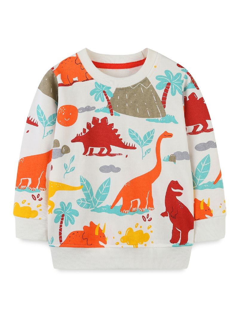 Poikien Villapaita Sarjakuva Dinosaur Graphic Crew Neck Pitkähihainen Collegepaita Lasten Vaatteet