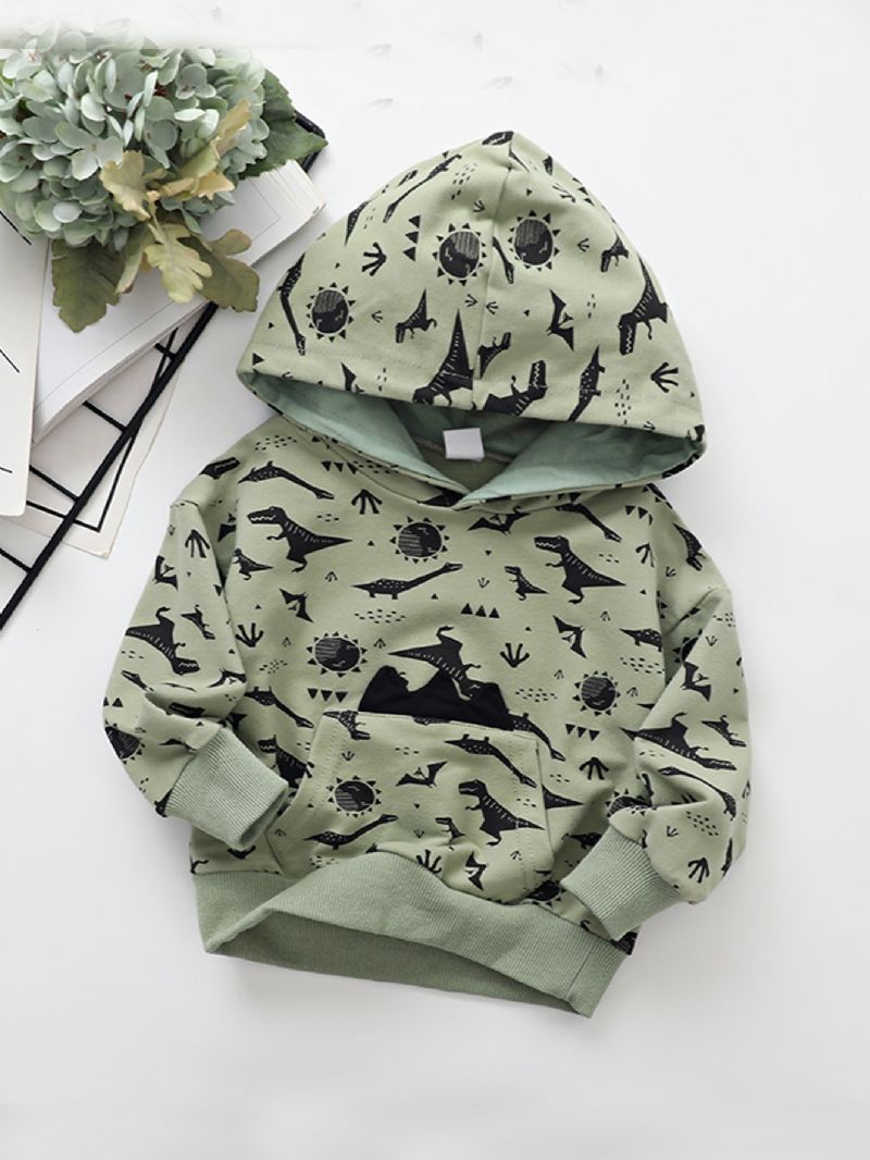 Pojat Lapset Sarjakuva Dinosaur Print Crewneck Huppari Syksy Talvi Lämmin Villapaita