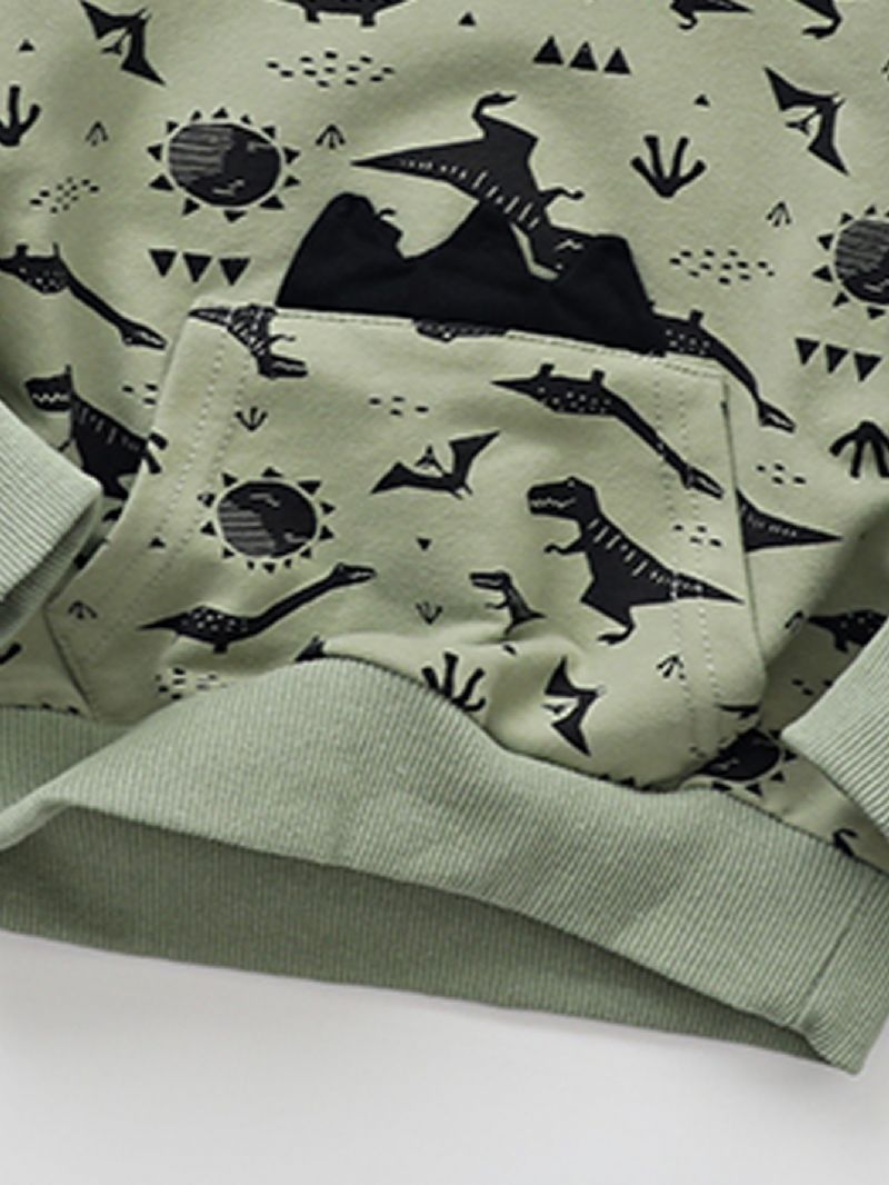 Pojat Lapset Sarjakuva Dinosaur Print Crewneck Huppari Syksy Talvi Lämmin Villapaita