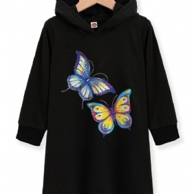 Toddler Tyttöjen Butterfly Print Hupparimekko Syksyn Talveksi Uusi