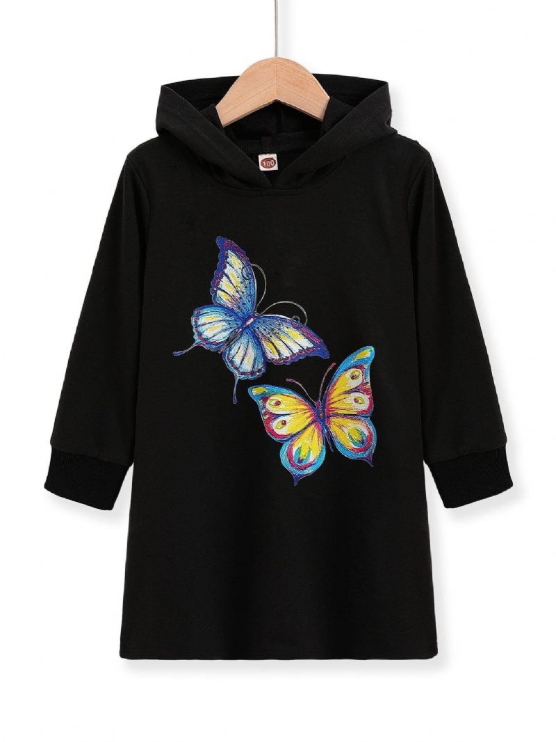 Toddler Tyttöjen Butterfly Print Hupparimekko Syksyn Talveksi Uusi