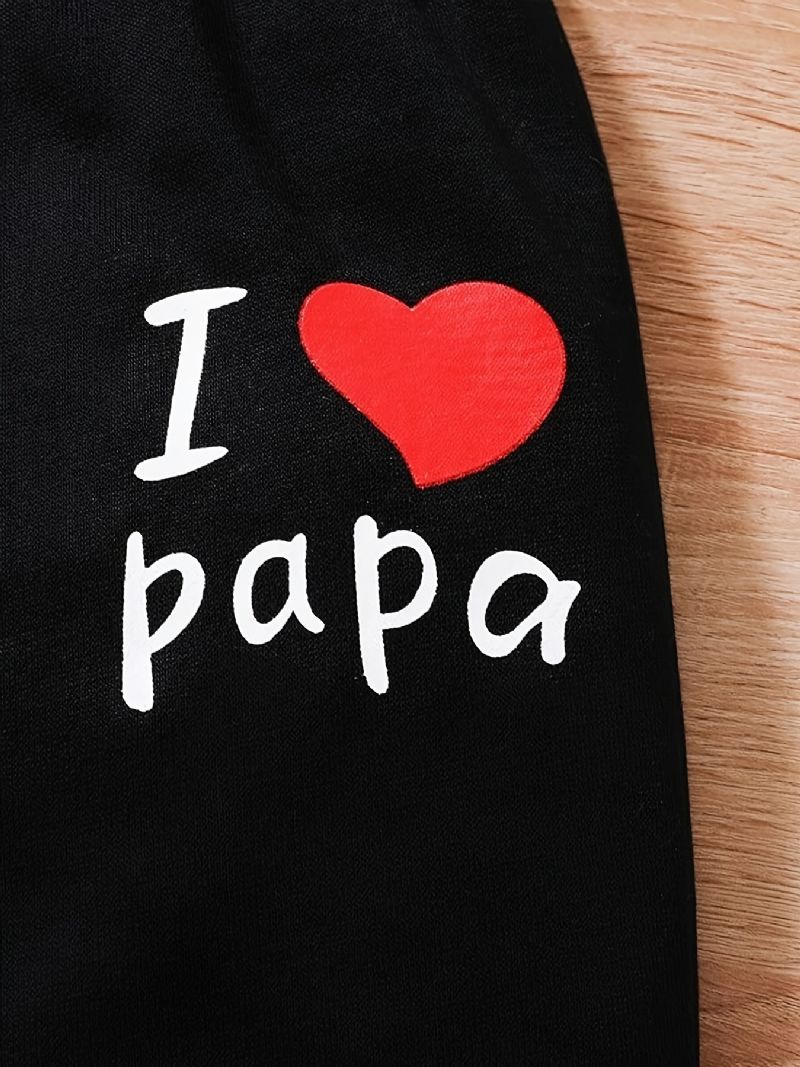 Tytöt I Love Papa Neulepusero & Yhteensopivat Jogger-housut Lasten Vaatteet