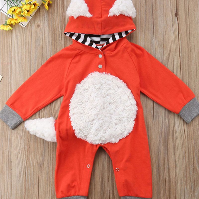 Tytöt Ja Pojat 3d-sarjakuva Animal Fox Söpö Haalari Huppari Romper Playsuit Onesies