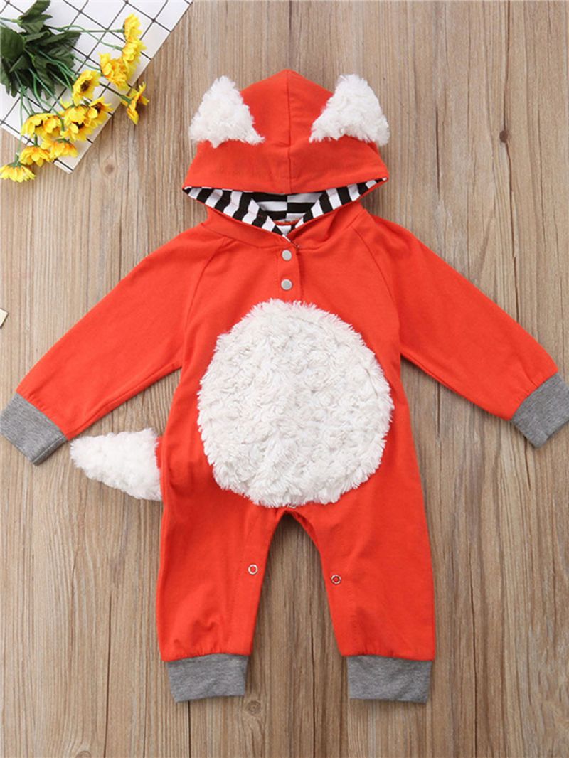 Tytöt Ja Pojat 3d-sarjakuva Animal Fox Söpö Haalari Huppari Romper Playsuit Onesies