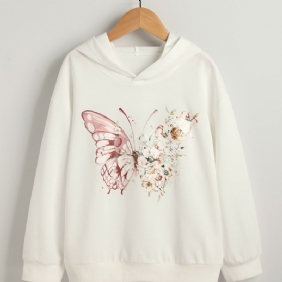 Tytöt White Butterfly Animal Print Pitkähihaiset Pusero-hupparivaatteet