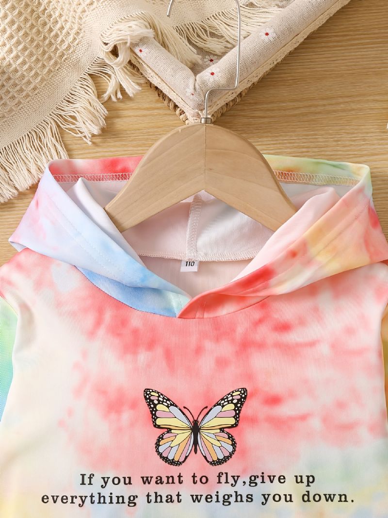 Tyttöjen Huppari Casual Muoti Butterfly Letter Print Tie Dye