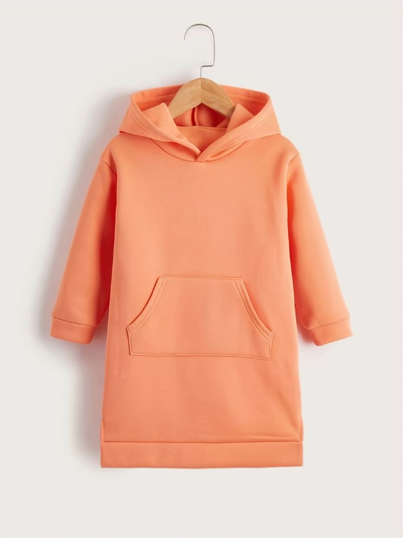Tyttöjen Rento Thermal Solid Hupullinen Huppari Kengurutaskuilla Talveksi