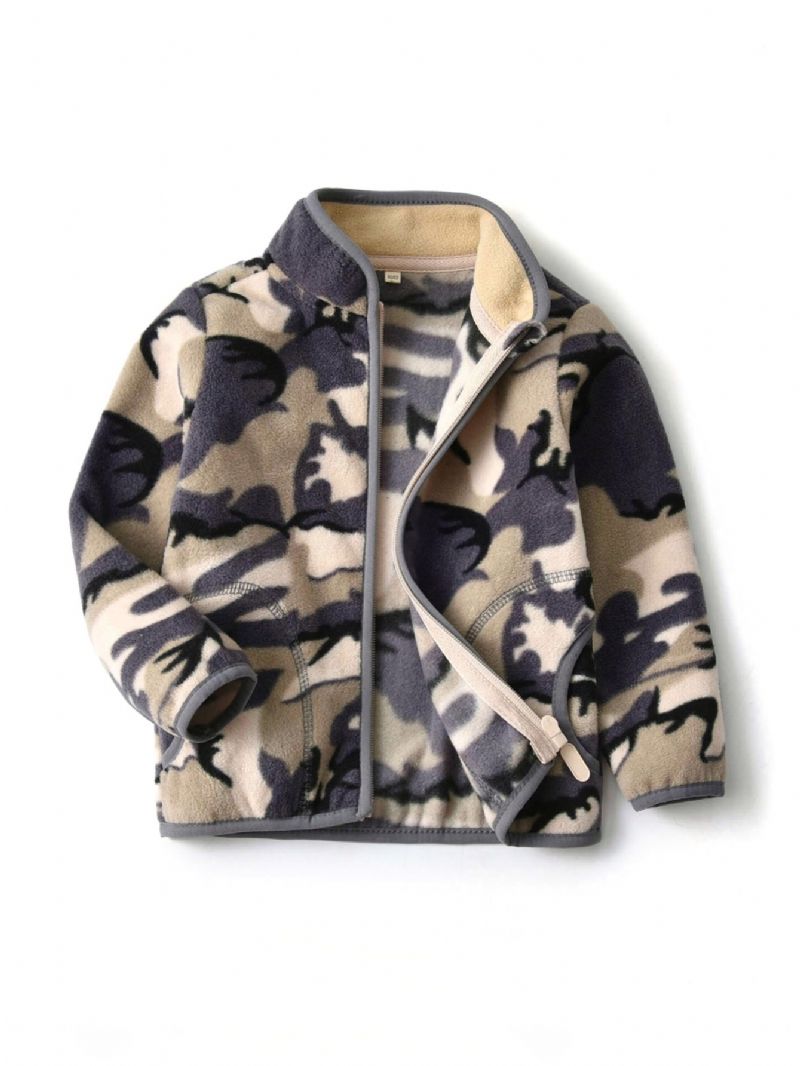 Uusi Poikien Camo Printed Casual Lämmin Jalusta Kaulus Vetoketjullinen Takki