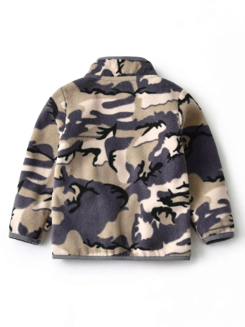 Uusi Poikien Camo Printed Casual Lämmin Jalusta Kaulus Vetoketjullinen Takki