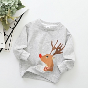 Uusi Syksyn Talvi Poikien & Tyttöjen Christmas Elk Print Crew Neck Collegepaita