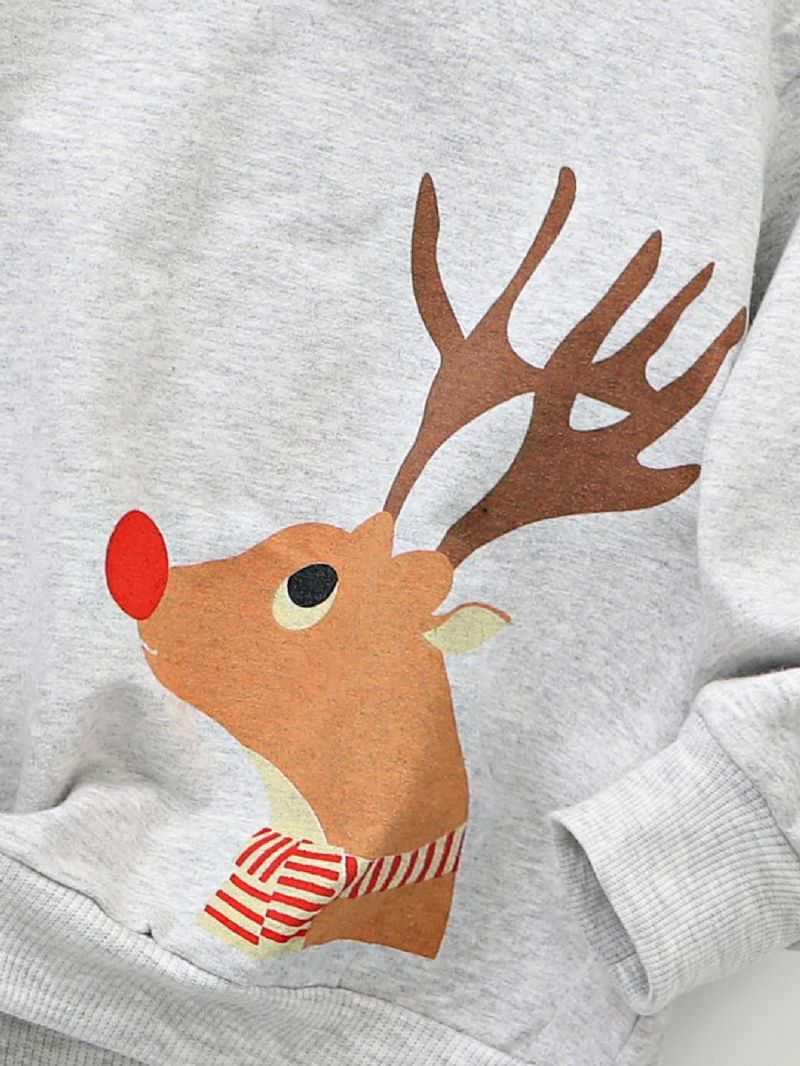 Uusi Syksyn Talvi Poikien & Tyttöjen Christmas Elk Print Crew Neck Collegepaita